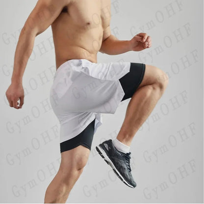 Men's UFC Printed Quick-Dry Double-Layer Sports Shorts, Breathable Tennis Training Shorts