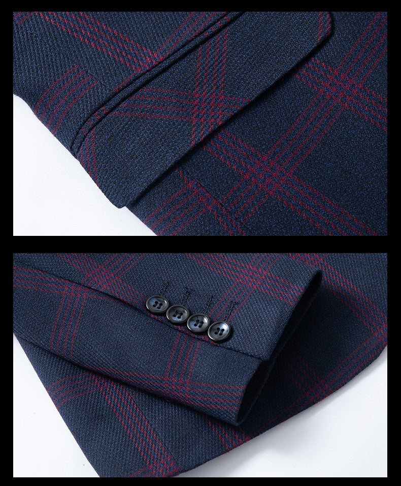 Men's Spring Autumn Wedding Suit 2024 Three-Piece Set Slim Fit Checkered British Style with Waistcoat And Trousers