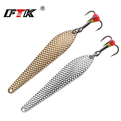 Isca de Pesca no Gelo FTK 7g/12g 55mm/70mm Isca Dura de Pesca Anzol Triplo Colher de Metal Balancim Wobbler Pesca