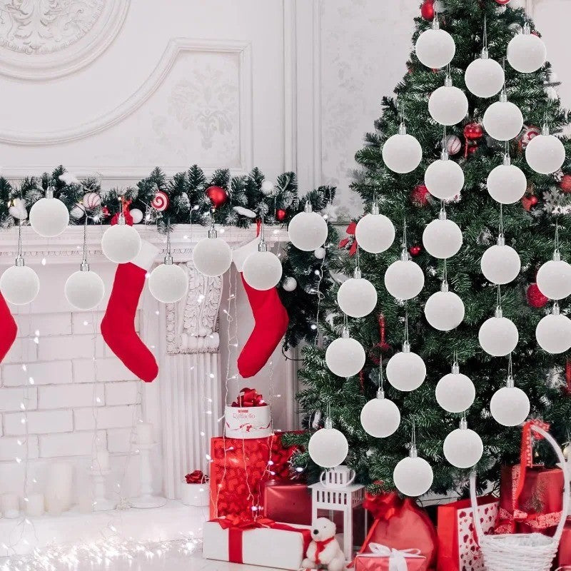 1/30pcs Wine Red Christmas Ball Velvet Round Christmas Balls Xmas Tree Ornaments Ball Hanging Pendants New Year Party Decor