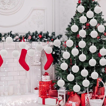 1/30pcs Wine Red Christmas Ball Velvet Round Christmas Balls Xmas Tree Ornaments Ball Hanging Pendants New Year Party Decor