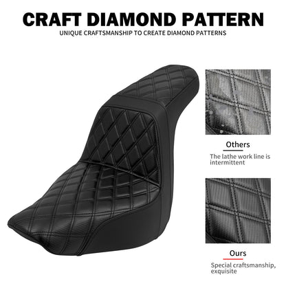 Banco Duplo de Moto para Piloto e Garupa Almofada Dianteira Traseira para Harley Softail Sport Glide FLSB Low Rider FXLR FXLRS 2018 em Diante
