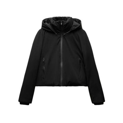 ETJ 2024 Autumn/Winter New TRAF women's short imitation wind waterproof hooded thick warm cotton jacket Outdoor coat 4749703