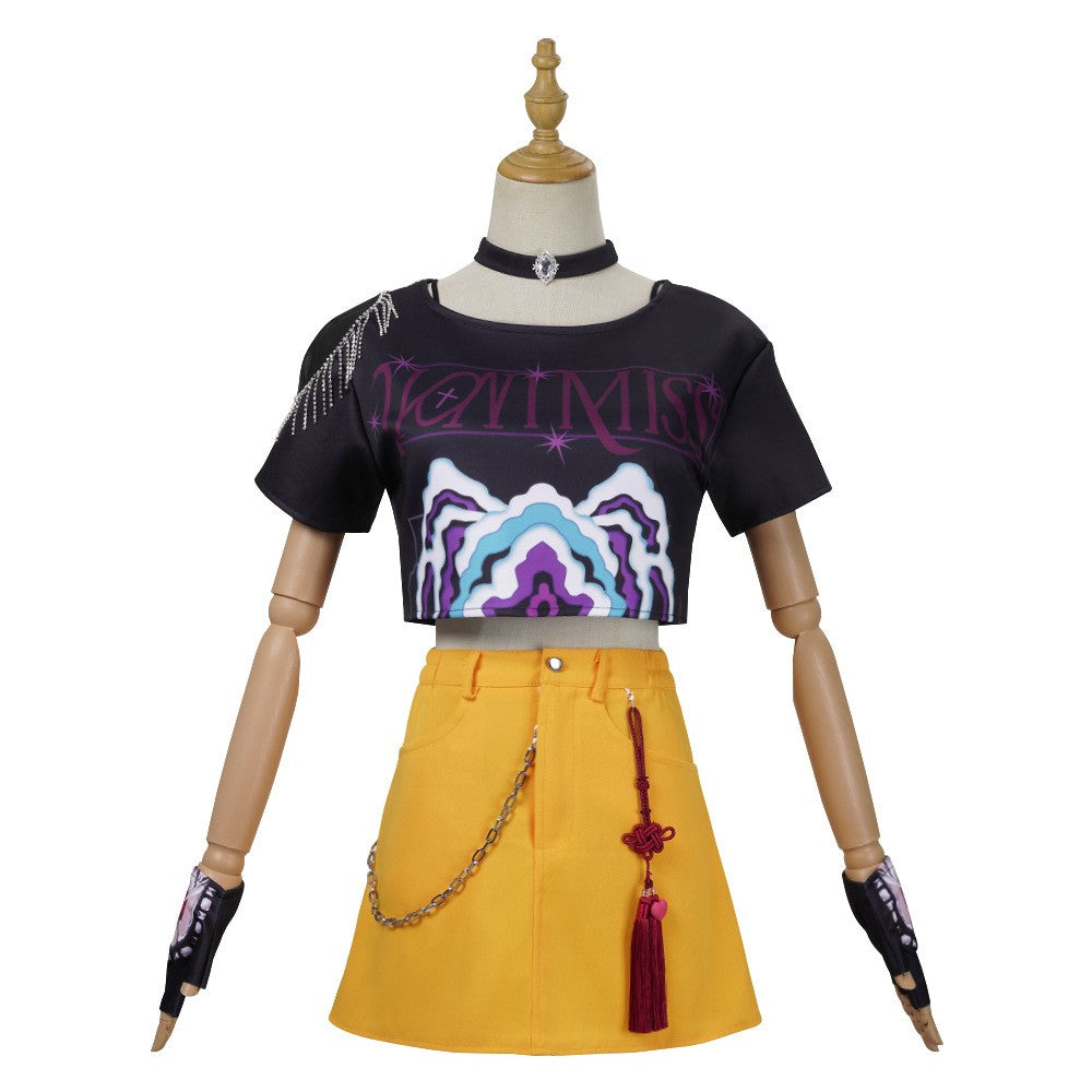 Halloween Fancy Dress Adult Kids Street Hip Hop Role Play Outfit 3 Styles Printed Crop Top Skirt Shorts Idol Stage Costume