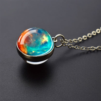 Colares Aurora Yin Yang Fênix de Gelo e Fogo Pingente de Bola de Vidro Dupla Face Colar de Correntes da Moda Joias Legais Feminino Masculino