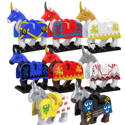 Blocos de Montar Zoológico Medieval Acessórios de Personagens Montarias Animais Cervos Elefantes Camelos Lobos Cavalos de Guerra Tijolos Brinquedos Presentes K080