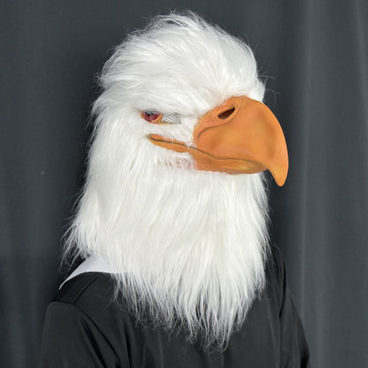 White Eagle Latex Mask – Realistic Bird Head Costume Feathers For Adults Halloween Party Cosplay Animal Prop Masquerade Carnival