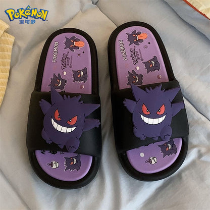 Kawaii Pokemon Anime Peripherals Gengar Cartoon Outdoor Sandals Summer Home Shoes Flip Flops Birthday Gift