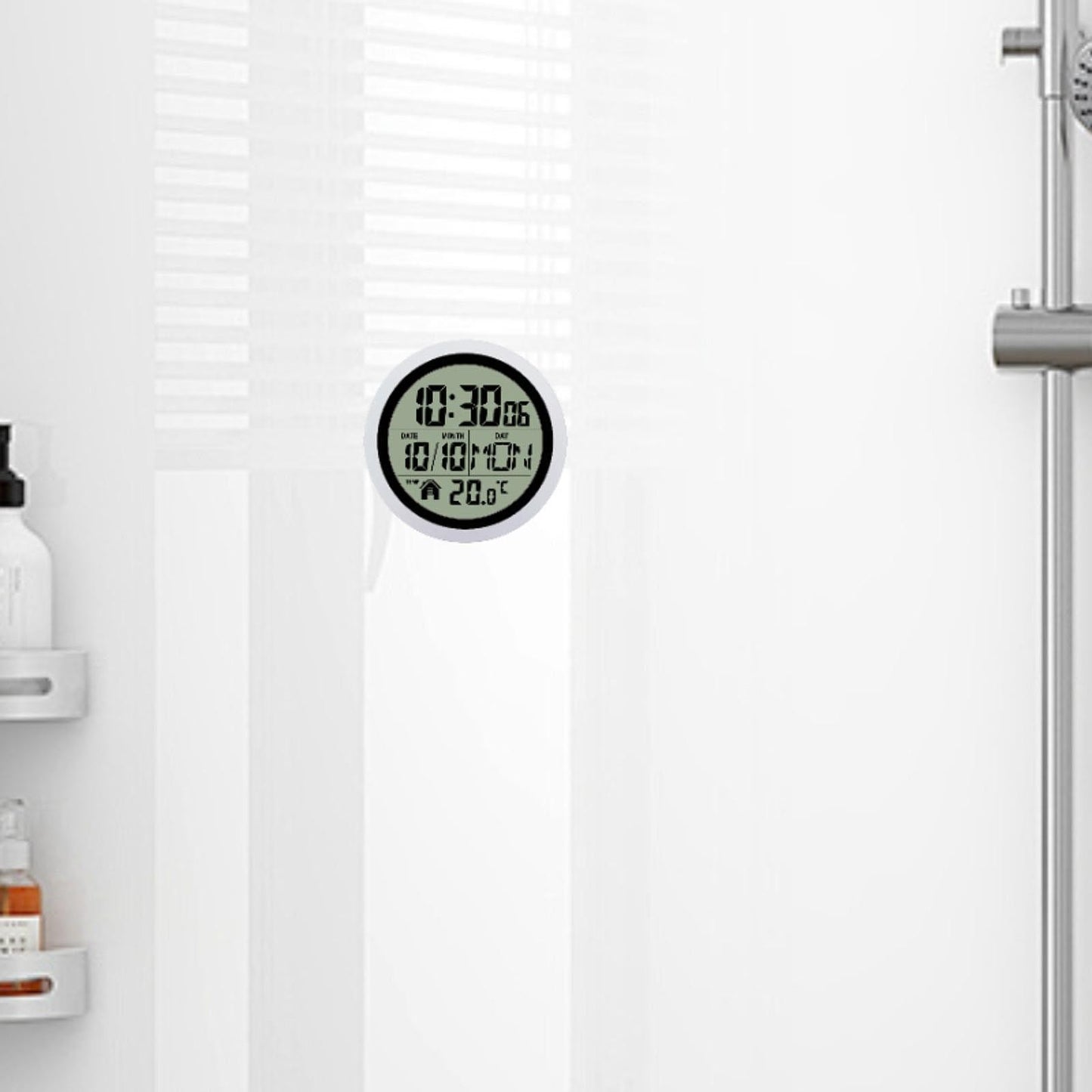 1Pcs Digital Shower Clock Easy to Use Modern Easy to Read Digital Bathroom Waterproof Wall Clock for Kitchen Bedroom Living Room