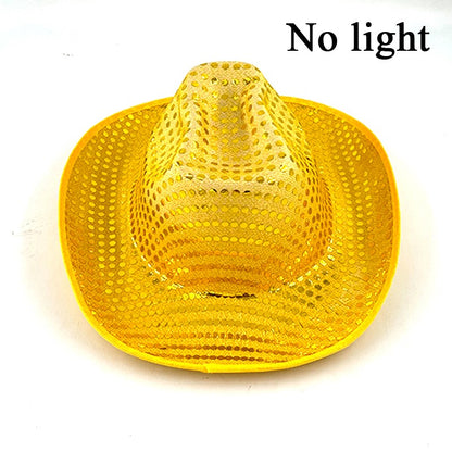 Chapéu de Cowboy LED Sem Fio, Chapéu de Cowboy Luminoso, Chapéu de Cowgirl Rosa para Discoteca, Noivas, Acessórios para Shows, Boates e Festas a Fantasia