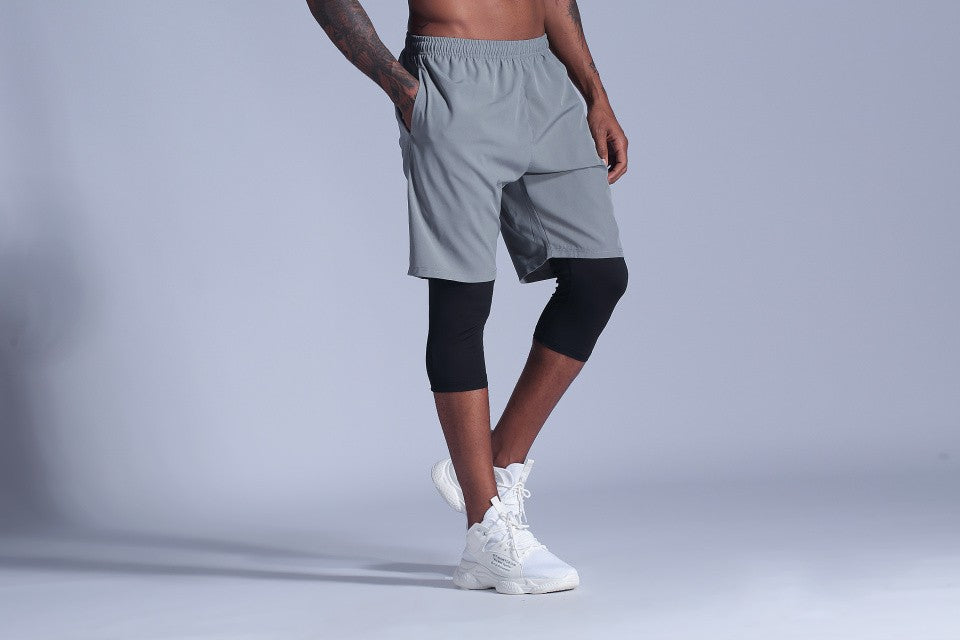 2 in 1 Compression Pants Mens basketball shorts Leggings sport Running Shorts High Elastic Dry Fit Training Tights Jogging Pants