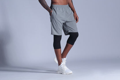 2 in 1 Compression Pants Mens basketball shorts Leggings sport Running Shorts High Elastic Dry Fit Training Tights Jogging Pants