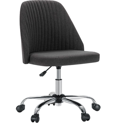 Cadeira de Escritório Pequena sem Braços JHK, Cadeira Giratória Fofa para Penteadeira com Encosto, Tecido Moderno com Rodas, Cadeira Giratória Ergonômica para Casa e Jogos