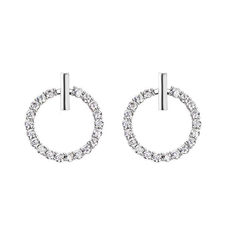 LByzHan Frete Grátis Moda 925 Prata Esterlina Cristal Strass Geométrico Redondo Brincos Para Mulheres Belas Joias
