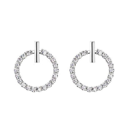 LByzHan Frete Grátis Moda 925 Prata Esterlina Cristal Strass Geométrico Redondo Brincos Para Mulheres Belas Joias