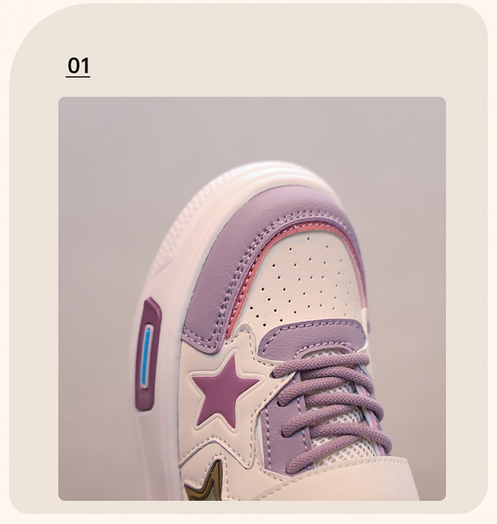 PU Leather Sport Shoes For Children 2025 Trend Fashion Teenager Girl's Sneakers Anti-slippery Kid's Tennis Shoes Running Shoes