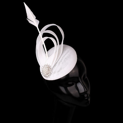 Champagne Imitação Sinamay Fascinator Chapéu Elegante Acessório de Cabelo de Casamento para Mulheres com Grampo de Cabelo para Coquetel Dia de Corrida