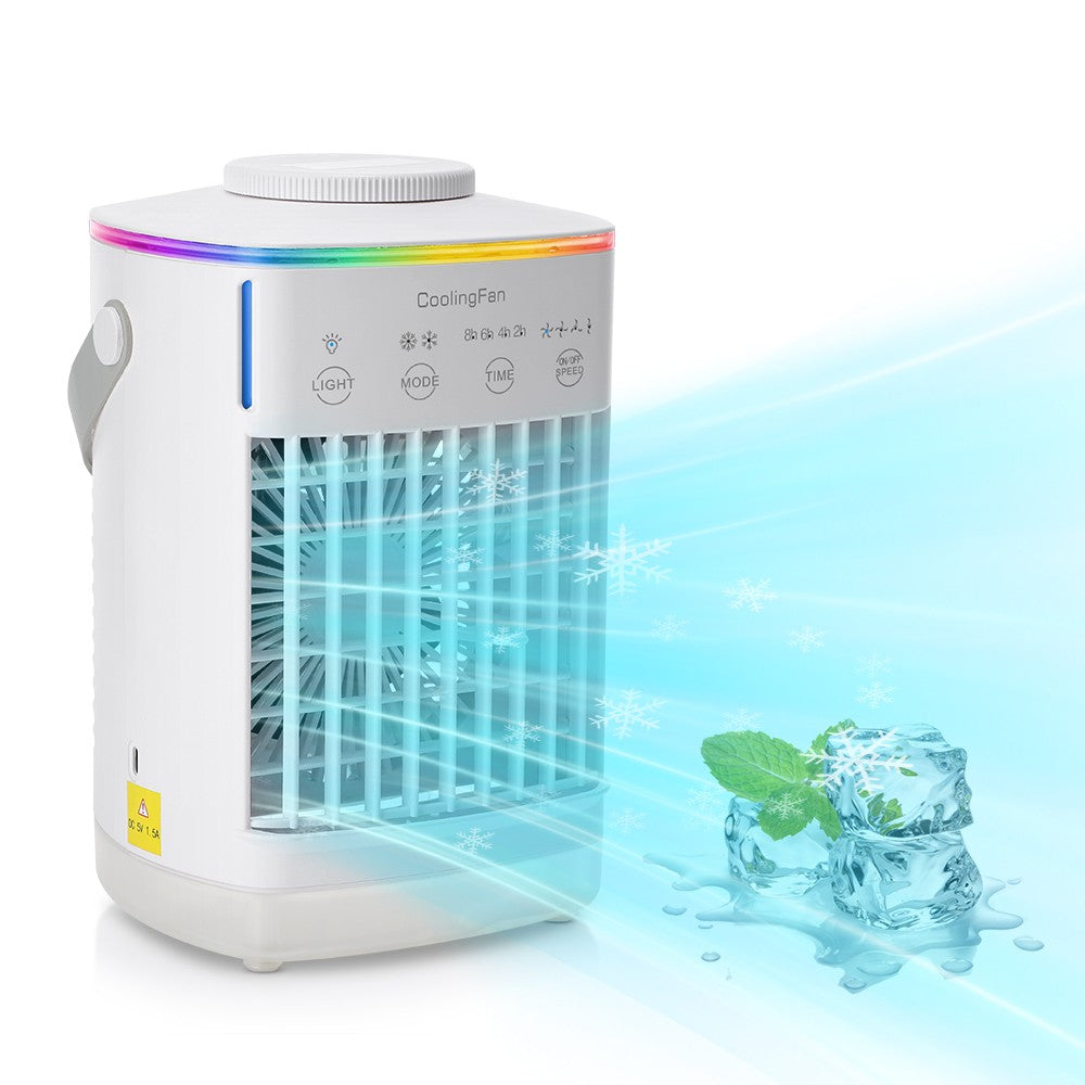 Ar Condicionado Portátil Ventilador de Mesa Spray Duplo Atomização Ultrassônica 3/4 Velocidades Silencioso Refrigerador de Ar Luz Noturna Ventilador Elétrico Doméstico