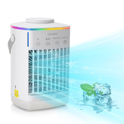 Ar Condicionado Portátil Ventilador de Mesa Spray Duplo Atomização Ultrassônica 3/4 Velocidades Silencioso Refrigerador de Ar Luz Noturna Ventilador Elétrico Doméstico