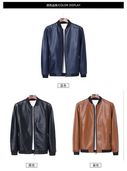 Plus Size 8XL Trendy Men's PU Leather Jacket Stand Collar Motorcycle Coat Casual Biker Jacket Men's Fashion Outerwear Streetwear