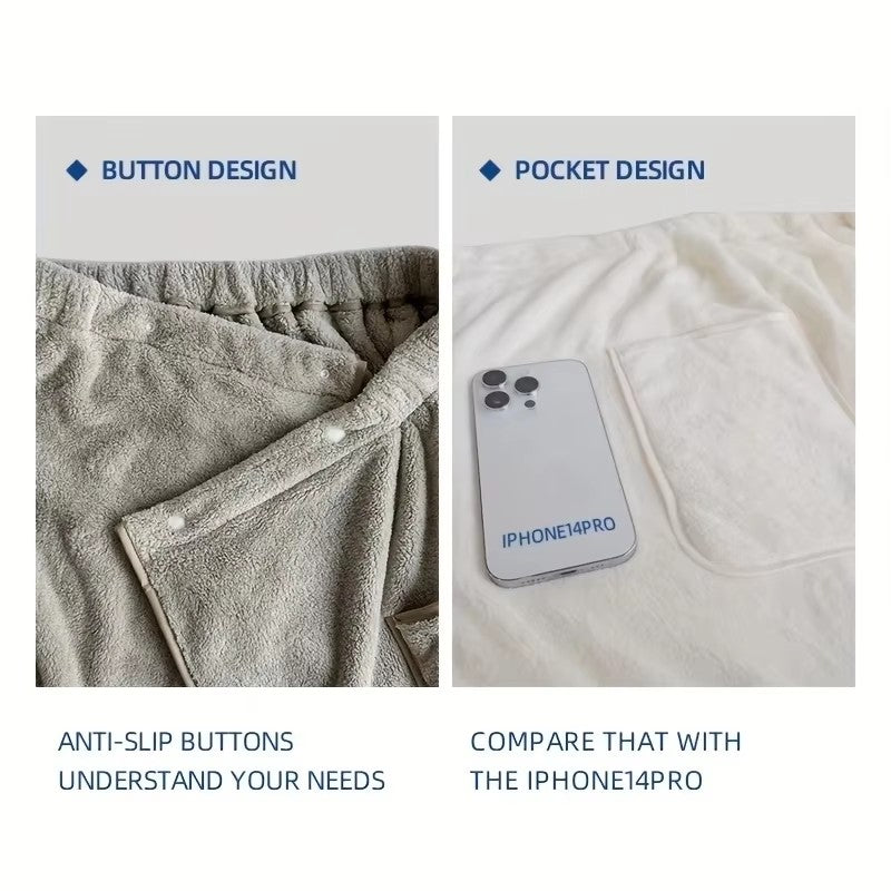 2 Pcs Men's Quick-Dry Coral Fleece Bathrobe Set - Adjustable Waistband with Pockets, Premium SPA Bath Essentials