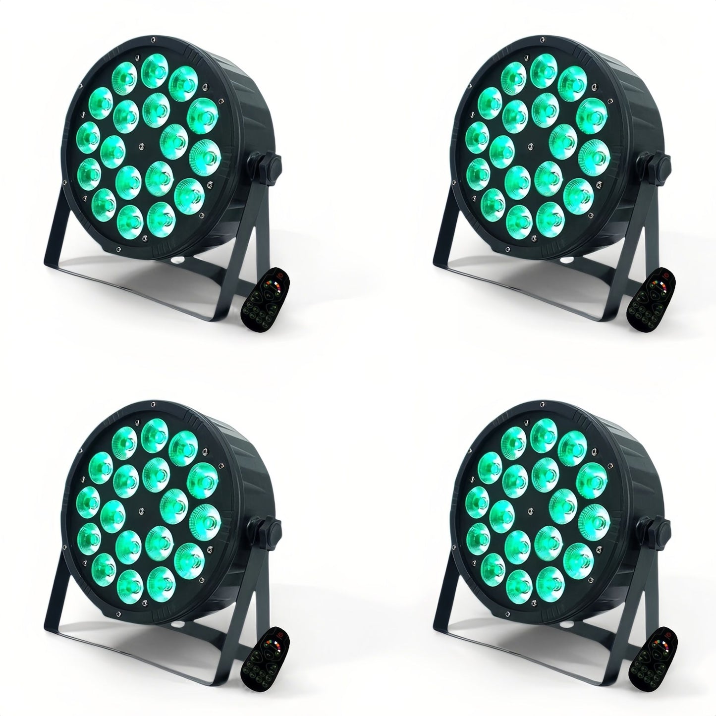 4Pcs LED PAR Light 18X18W RGBWA+UV Remote control disco light Flat Par Light  Family Birthday Party Theater Wedding KTV Bar