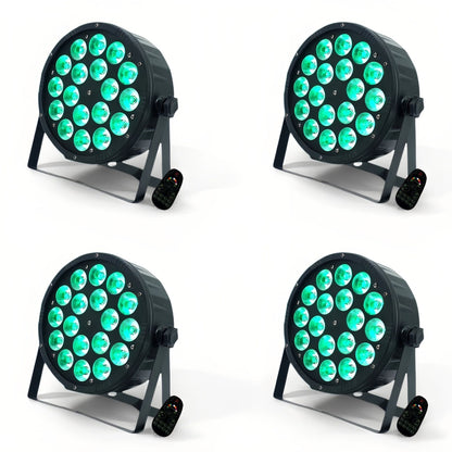 4Pcs LED PAR Light 18X18W RGBWA+UV Remote control disco light Flat Par Light  Family Birthday Party Theater Wedding KTV Bar