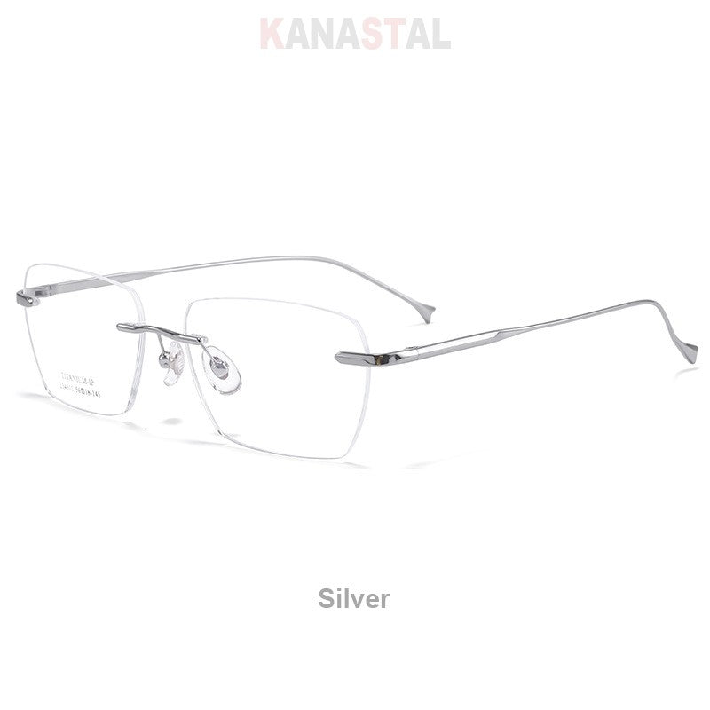 Men Pure Titanium Eyeglasses Frame Women Ultralight Rimless Glasses Blue Light Blocking Lens Prescription Myopia Reading Eyewear