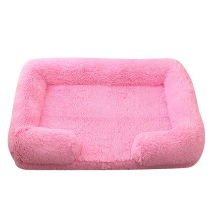 Cama para Cães Meia Volta Recheio Total, Sofá para Cães Grandes e Quente de Inverno, Cama Quadrada Macia para Gatos, Canil de Pelúcia, Acessórios para Casa de Filhotes