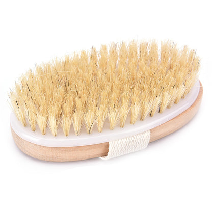 Escova de massagem de cerdas naturais para corpo, seca ou úmida, macia, para SPA, banho e massagem