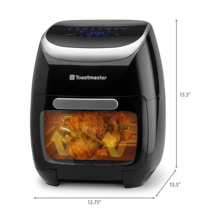 Fritadeira de Ar Digital Rotativa Cozimento Saudável 8 Opções Predefinidas 3 Grelhas 10 Espetos de Churrasco Bandeja de Gotejamento Receitas Incluídas