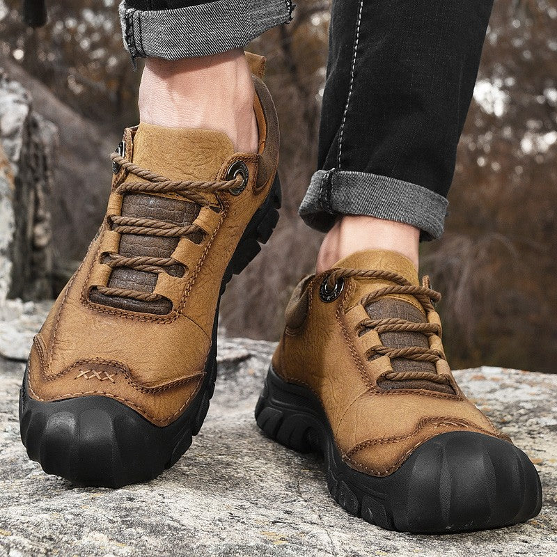Sapatos Masculinos de Couro Genuíno para Camping, Caminhada, Tênis Esportivo Masculino, Sapatos Casuais de Viagem, Lazer, Caminhada, Escalada