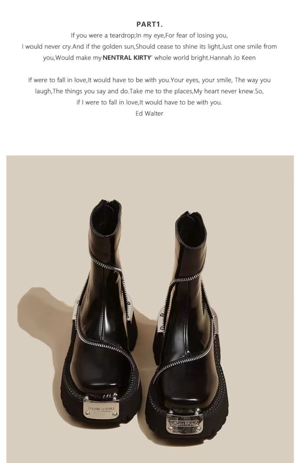 High Quality Black Shoes for Women Platform Boots Street Round Toe Ladies Shoes Non-slip Thick-soled Goth Boots Zapatos De Mujer