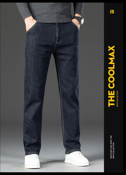 28-40 Large Size Winter Men Plush Thick Fleece Trouser Lambswool Thermal Jeans Casual Pants Windproof Warm Cotton Denim Pants