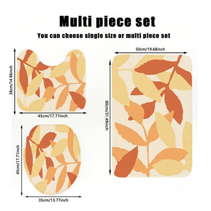 Autumn Leaf Pattern Anti - slip Bathroom Mat (Single Piece/3 - Piece Set), Adding Warmth to Your Bathroom Space