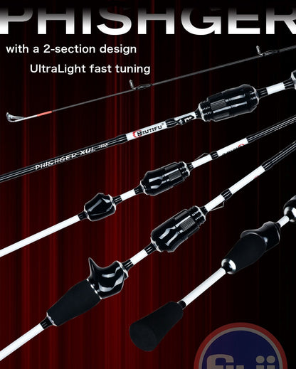BIUTIFU Spinning Casting Ultralight Rod 1.8/1.92m T800 Carbon Fiber Fuji Ring 0.2-8g Solid Tip For Lure Trout Fishing Phishger