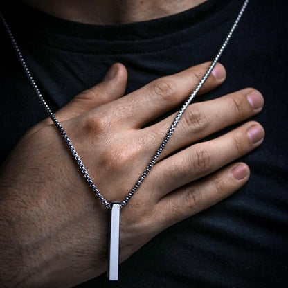 Colares à prova d'água para homens e mulheres, colar com pingente de barra vertical retangular de aço inoxidável, presentes casuais simples