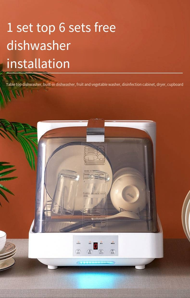 Mini Dishwasher Portable Countertop Washing Machine Automatic Smart Desktop Cleaner for Home Kitchen Glass High Temperature