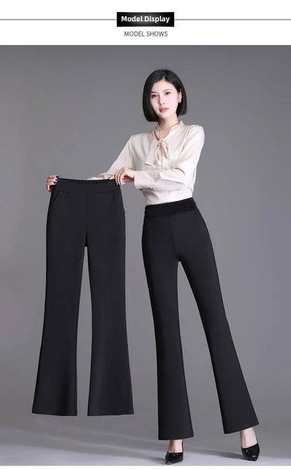 Spring Autumn New Bootcut Pants Women's Slimming Versatile Korean Style Loose-fit Fashionable Trousers Drop Leg Bell Pants Women