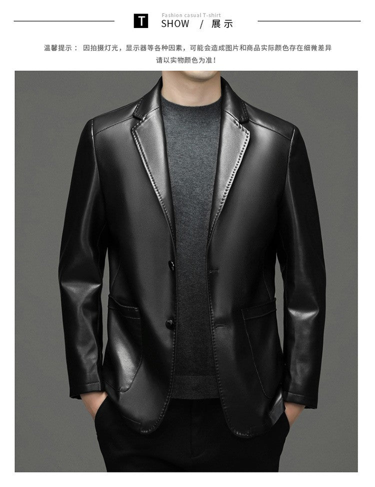 2025 Autumn Winter Men's Genuine Leather Blazers Jackets Slim Fit Suits Coats Business Casual Genuine Leather Suits Jackets Male