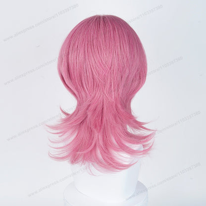 Saja Boys Romance Cosplay Peruca Sintética 48cm Rosa Escuro Cabelo Masculino Anime Perucas Resistentes ao Calor