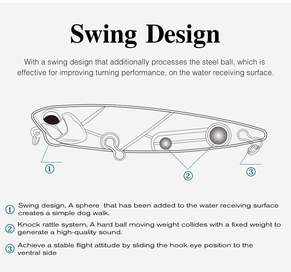 TSURINOYA 110mm 20.5g Topwater Floating Pencil Fishing Lure DW58 Dog Walk Crank Wobbler Stickbait Minnow Hard Bait For Pike Bass