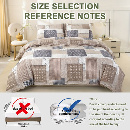 Conjunto de capa de edredom com estampa de retalhos chique de 3 peças, conjunto de cama macio e delicado para a pele inclui 1 capa de edredom e 2 fronhas
