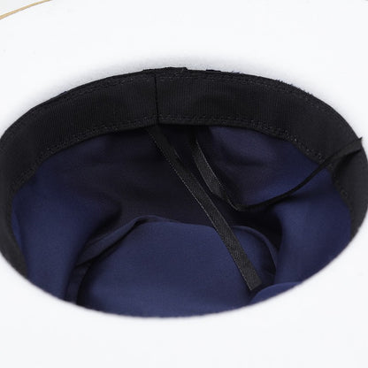 European American Fashion Feather Felt Jazz Hat Flat Wide Brim Bordered Formal Hat for Women and Men Elegant Style