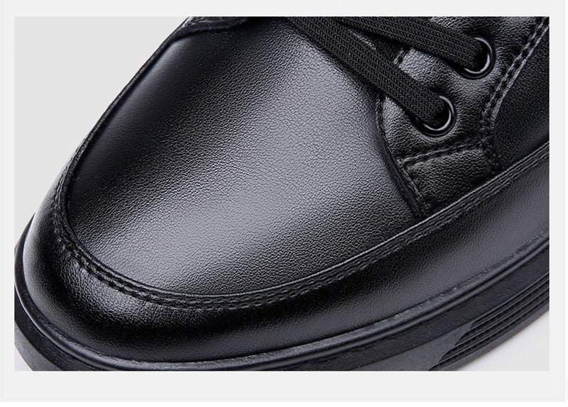 Spring Autumn Genuine Leather Shoes Men Footwear Soft Cowhide Casual Flat Brand Pure Black