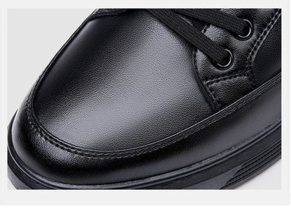 Spring Autumn Genuine Leather Shoes Men Footwear Soft Cowhide Casual Flat Brand Pure Black