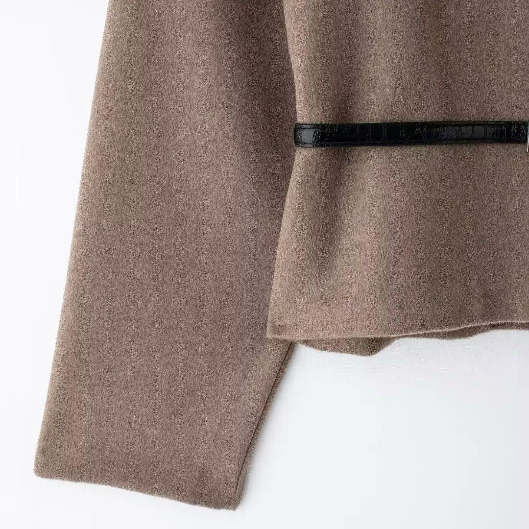 Women's Outerwear 2024 New Fashion With Belt Soft Top Elegant Chic Autumn/Winter Coat