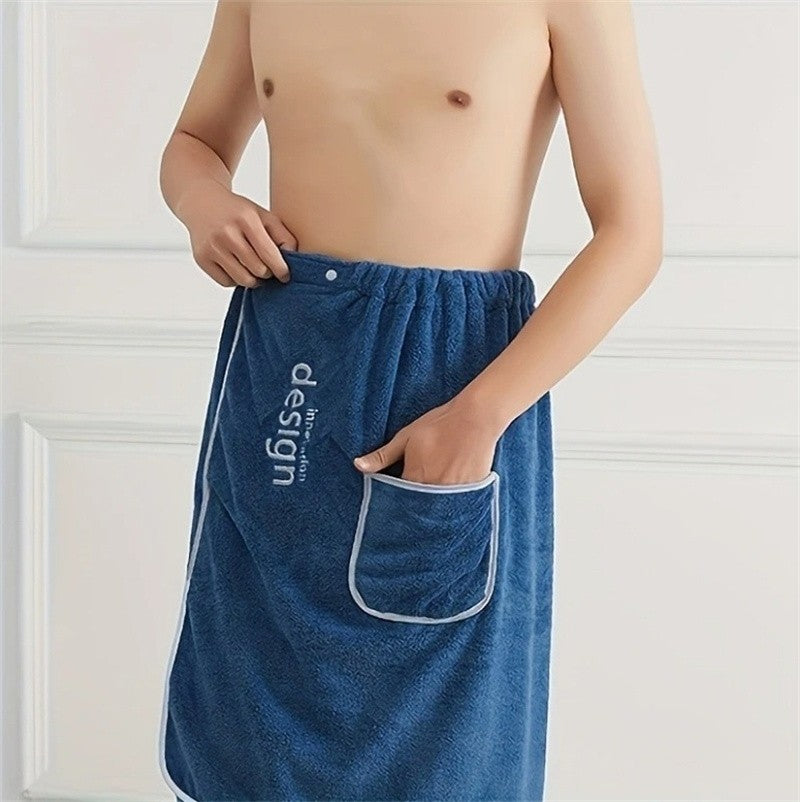 Men Bath Towel Grooming Towel for Men Men's Quick Dry Bath Towel Wrap with Secure Buckle Pocket for Gym Spa Sauna for Shower