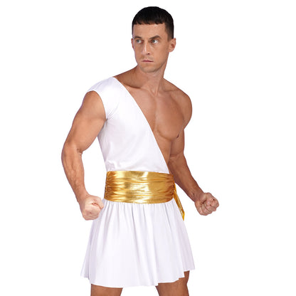 Mens Roman Toga Costume Ancient Greek Gods Senator Emperor Robe Uniform Halloween Party Cosplay Role Play Fancy Dress