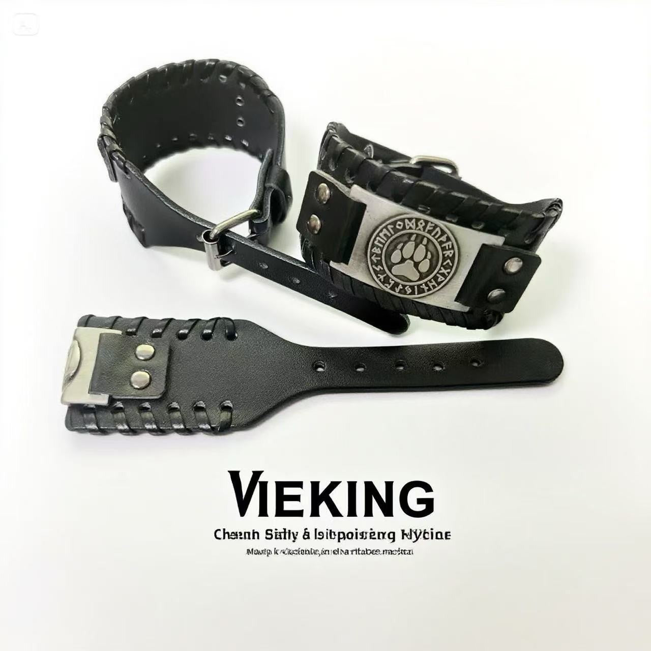 Acessórios de joias de runa viking HNSP pulseira de couro para homens tamanho ajustável